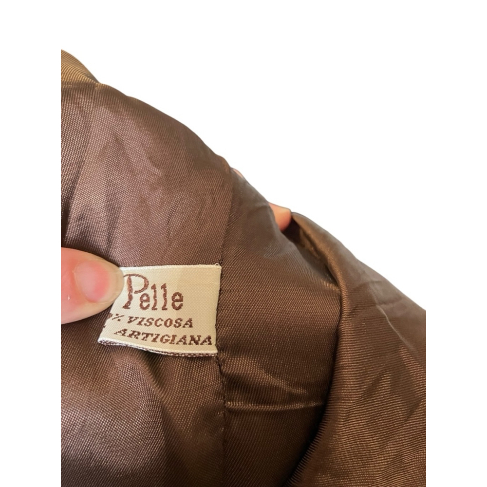 Vera Pelle Lined Leather Coat Brown Convertible Belted Size 3X - Picture 3 of 13